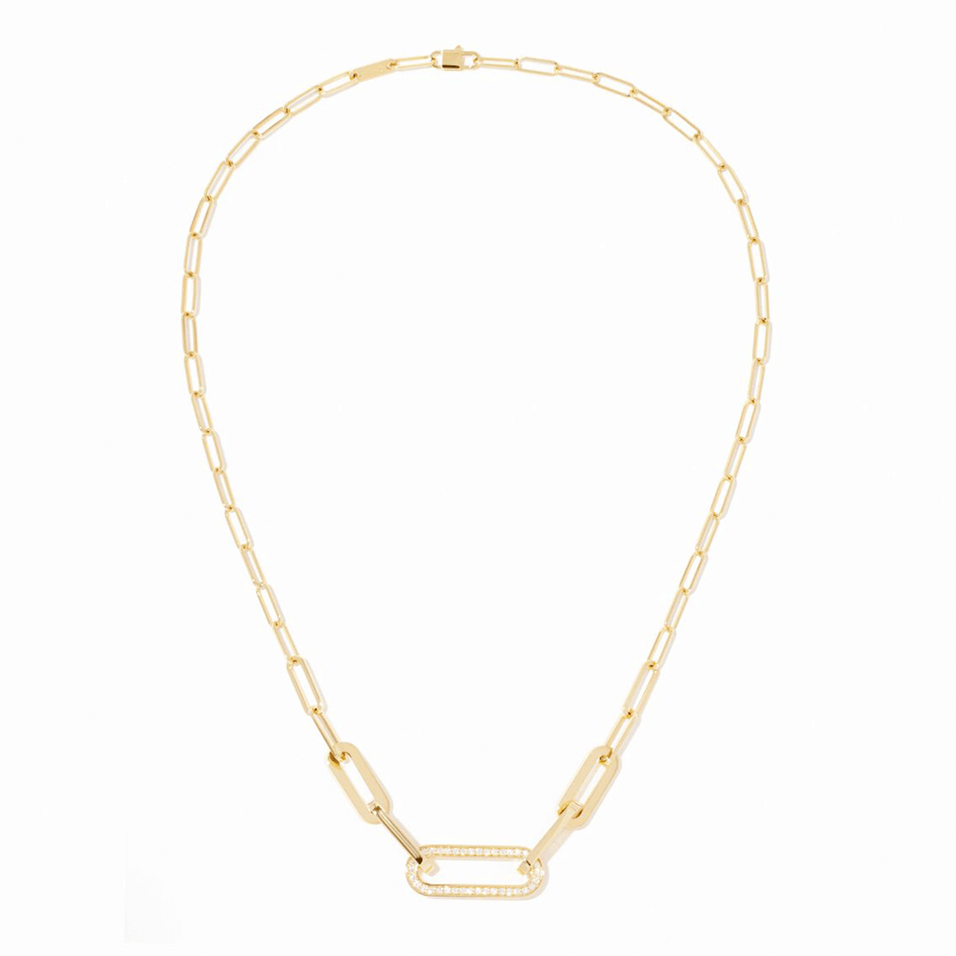 Dinh Van Maillon 18k Yellow Gold and Diamond L Necklace