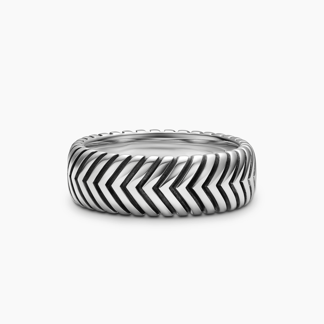 David Yurman Chevron Band Ring Sterling Silver, 8mm