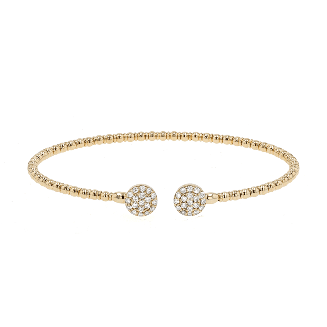 Must Have 14k Yellow Gold and .52 Total Weight Diamond Beaded Bangle