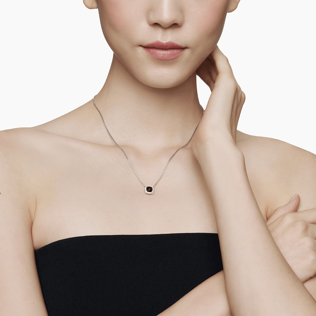 David Yurman Petite Chatelaine® Pavé Bezel Pendant Necklace with Black Onyx and Diamonds