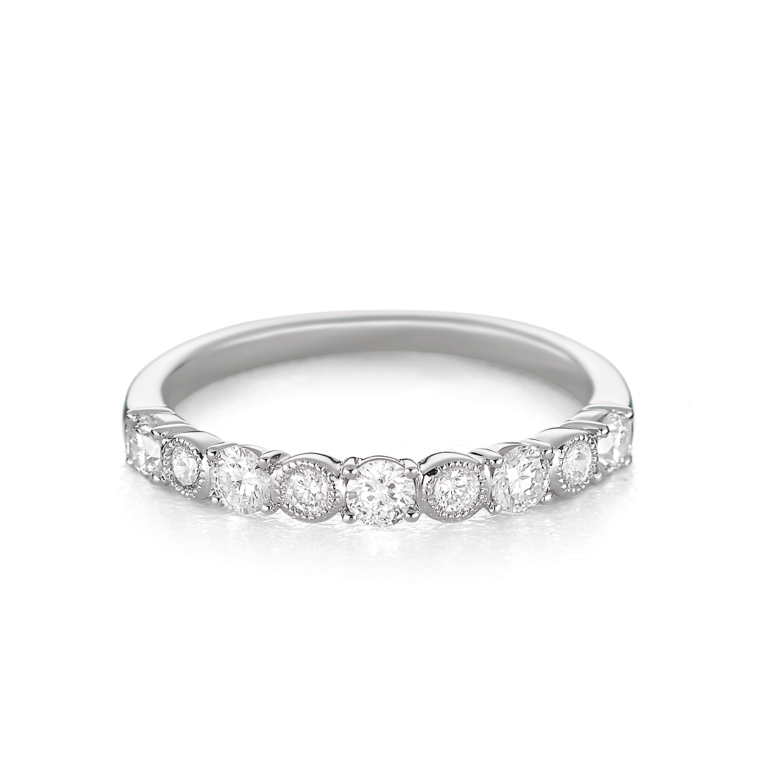 Hamilton Heritage Collection 18k White Gold and 0.50 Total Weight Diamond Half Way Band