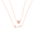14k Rose Gold and Diamond Heart Layered Necklace