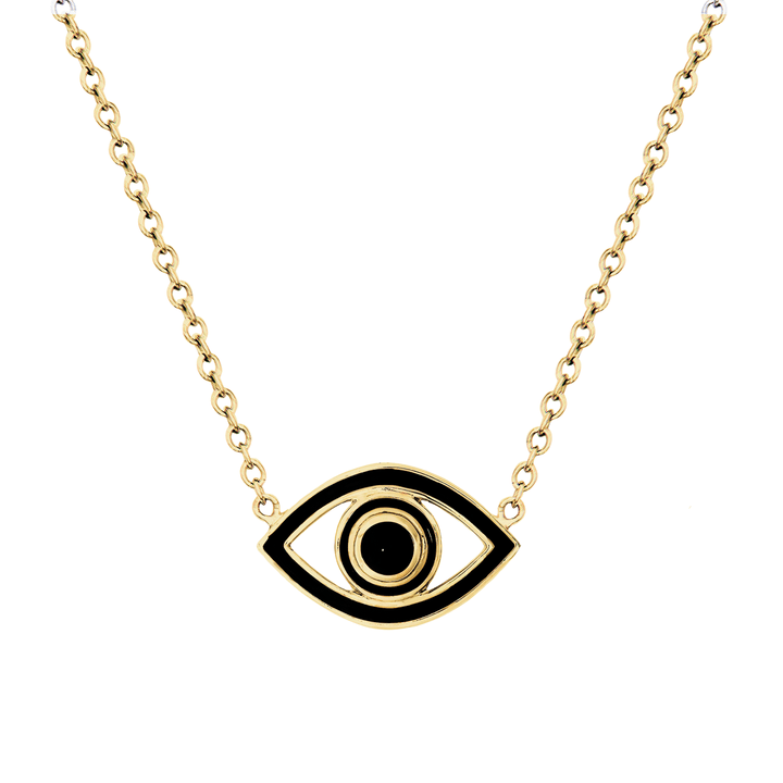 Netali Nissim Fortuna Yellow Gold Plated Silver Black Enamel Big Eye Pendant