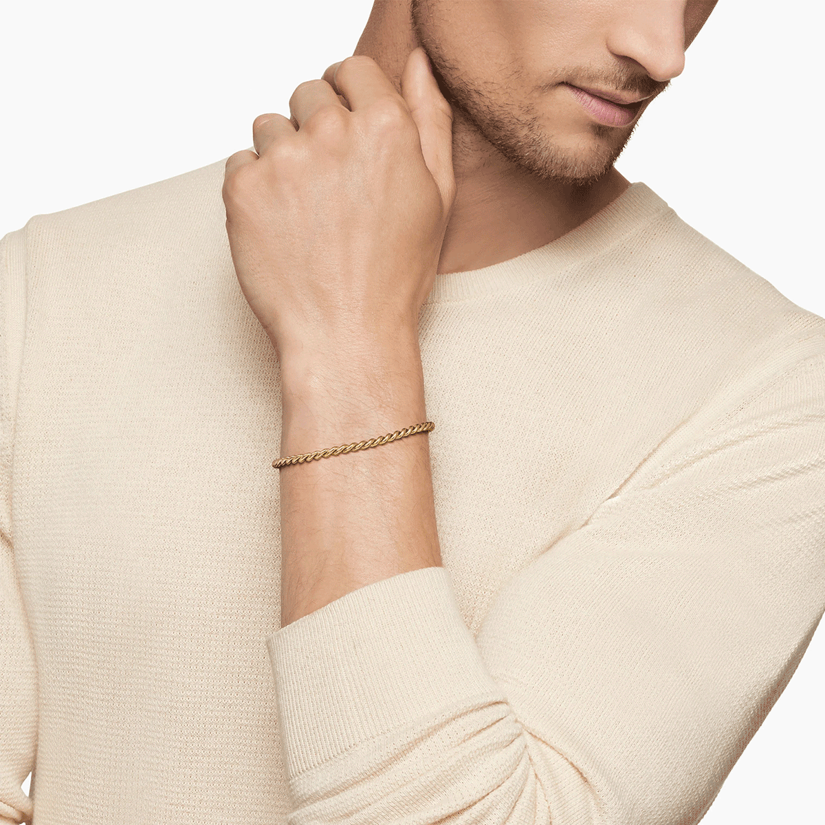 Sculpted Cable Chain Bracelet 18K Yellow Gold Medium
