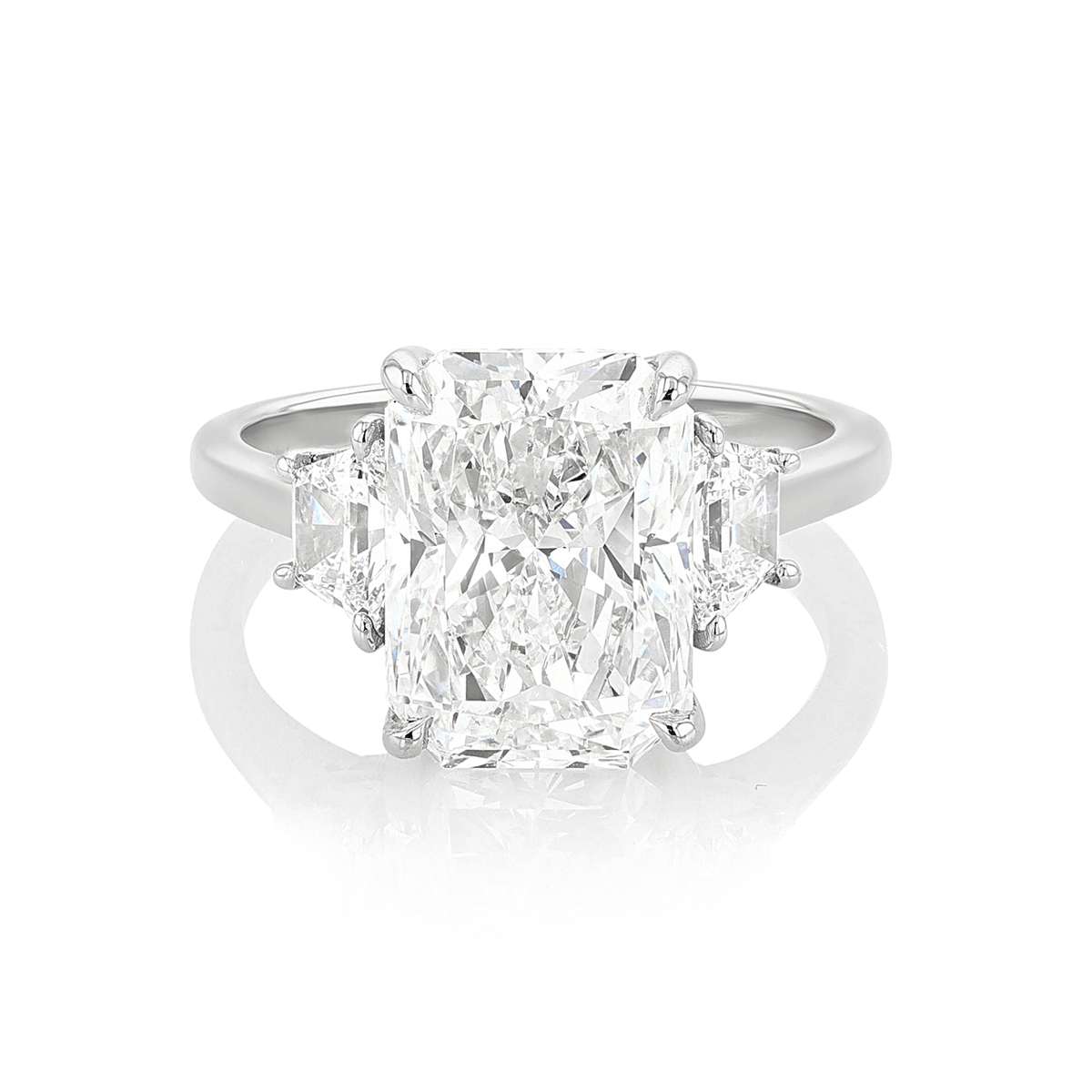 Platinum Three Stone Diamond 5.58 Total Weight Engagement Ring