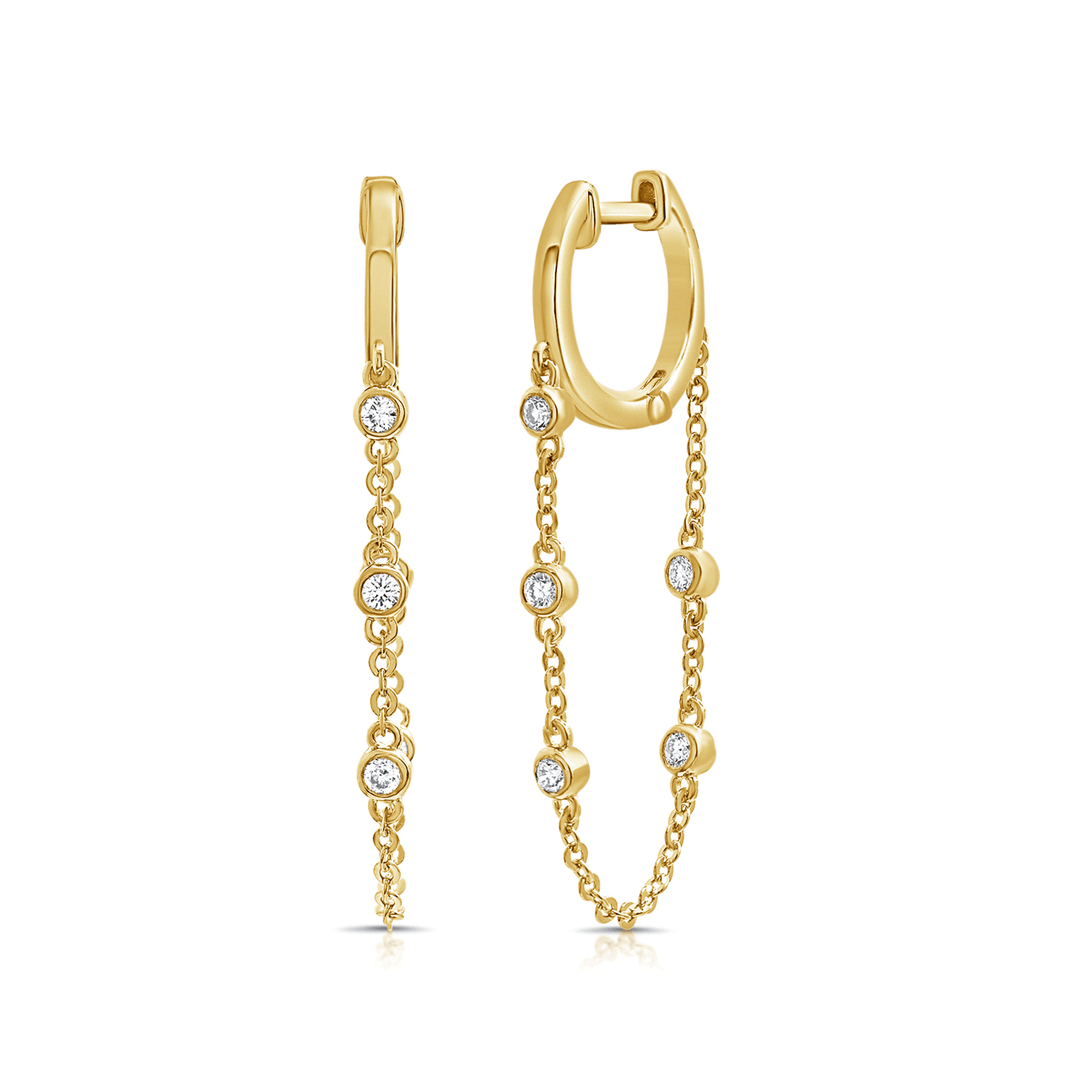 14k Yellow Gold Single Link Diamond Earrings