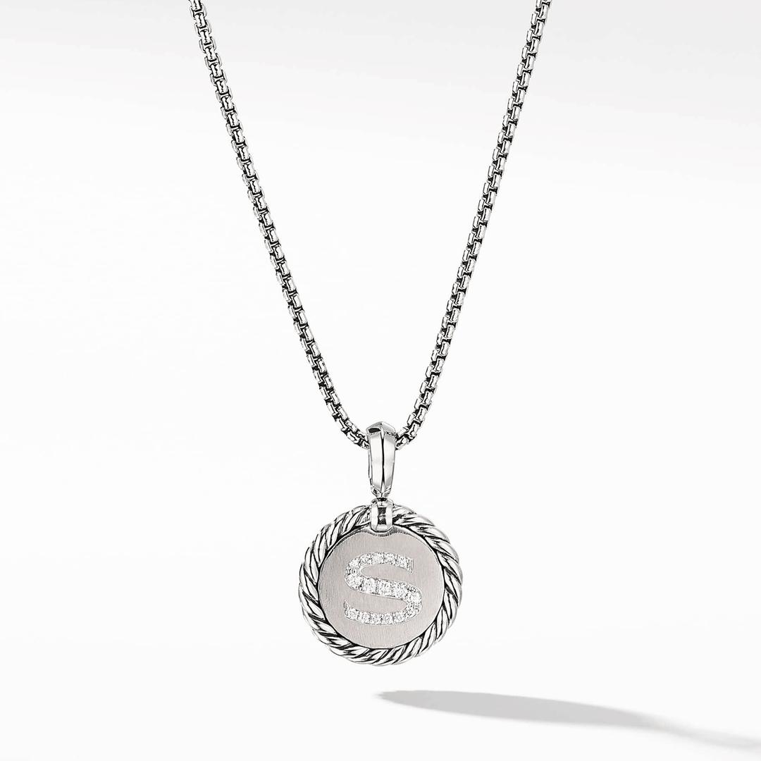 David Yurman Initial S Charm Necklace with Diamonds