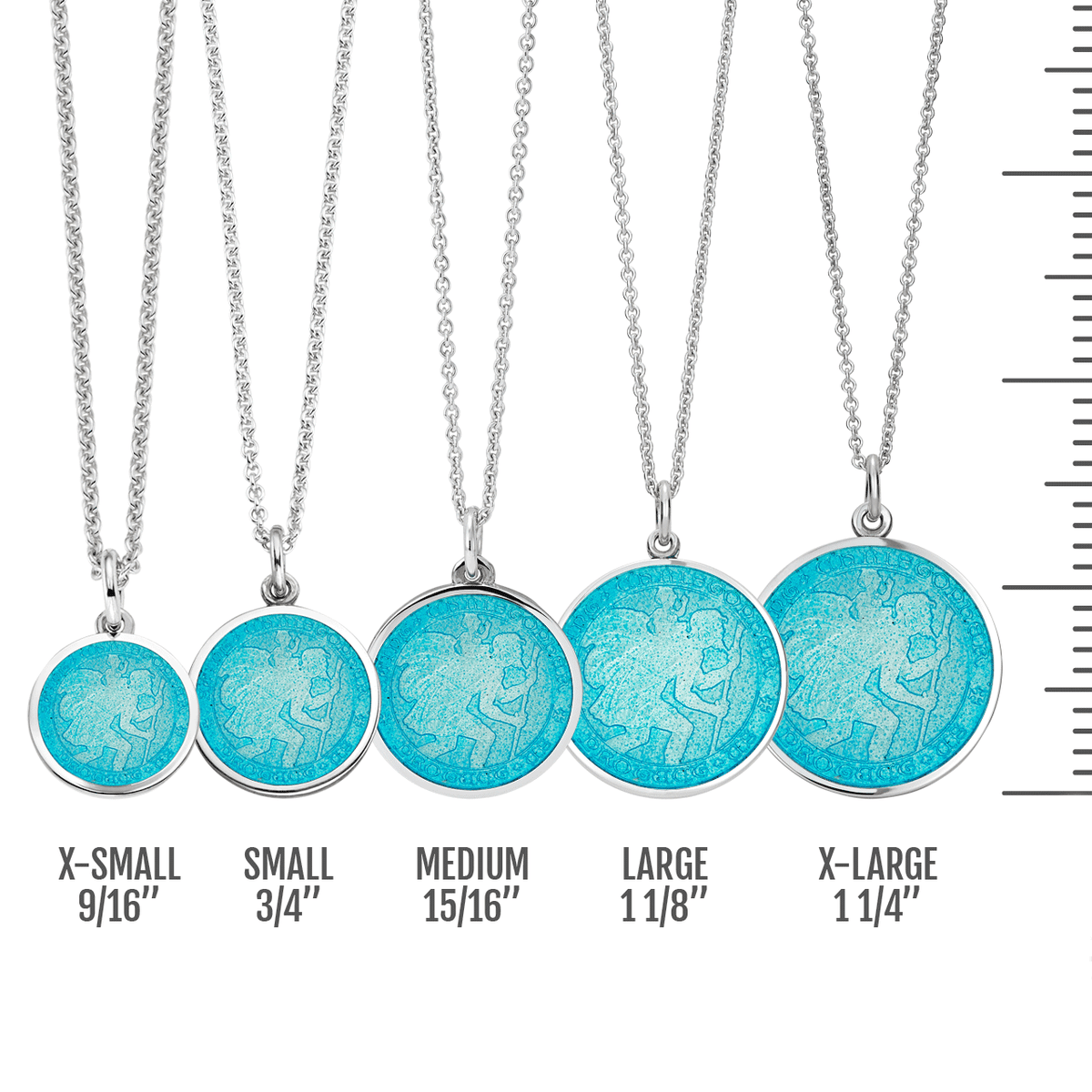 St. Christopher Light Blue Enamel Medal