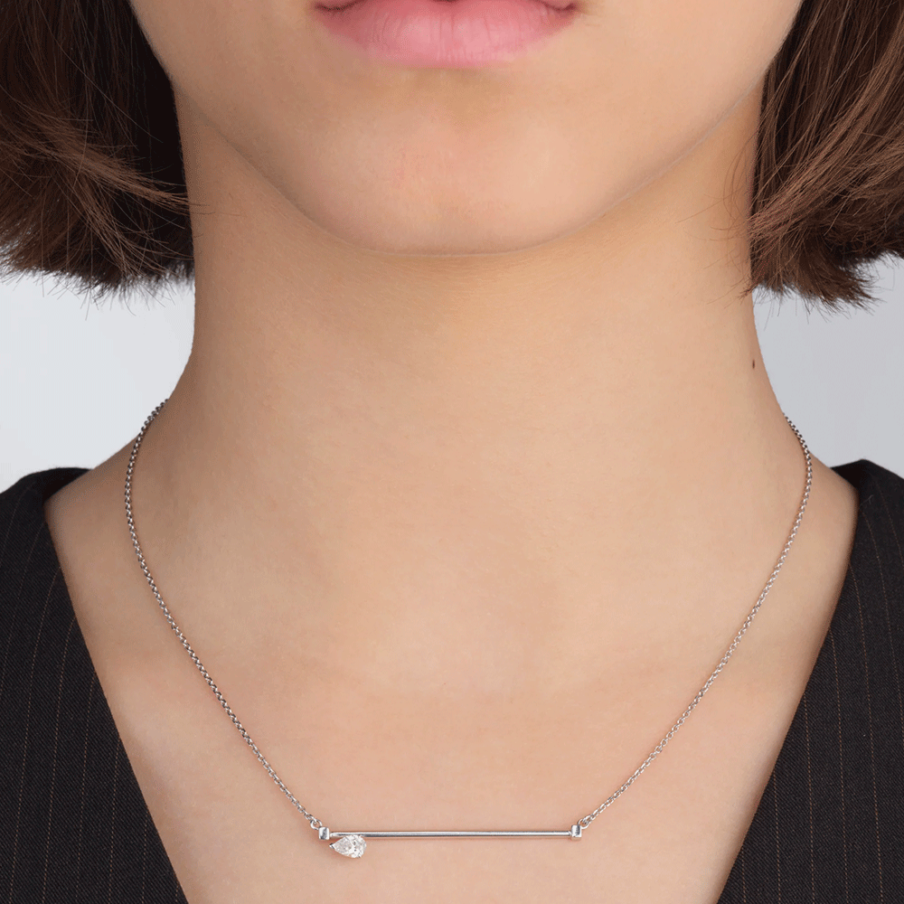 Repossi Serti 18k White Gold Diamond Chain Necklace
