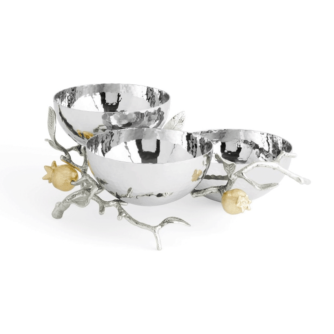 Michael Aram Pomegranate Silver & Gold Triple Bowl