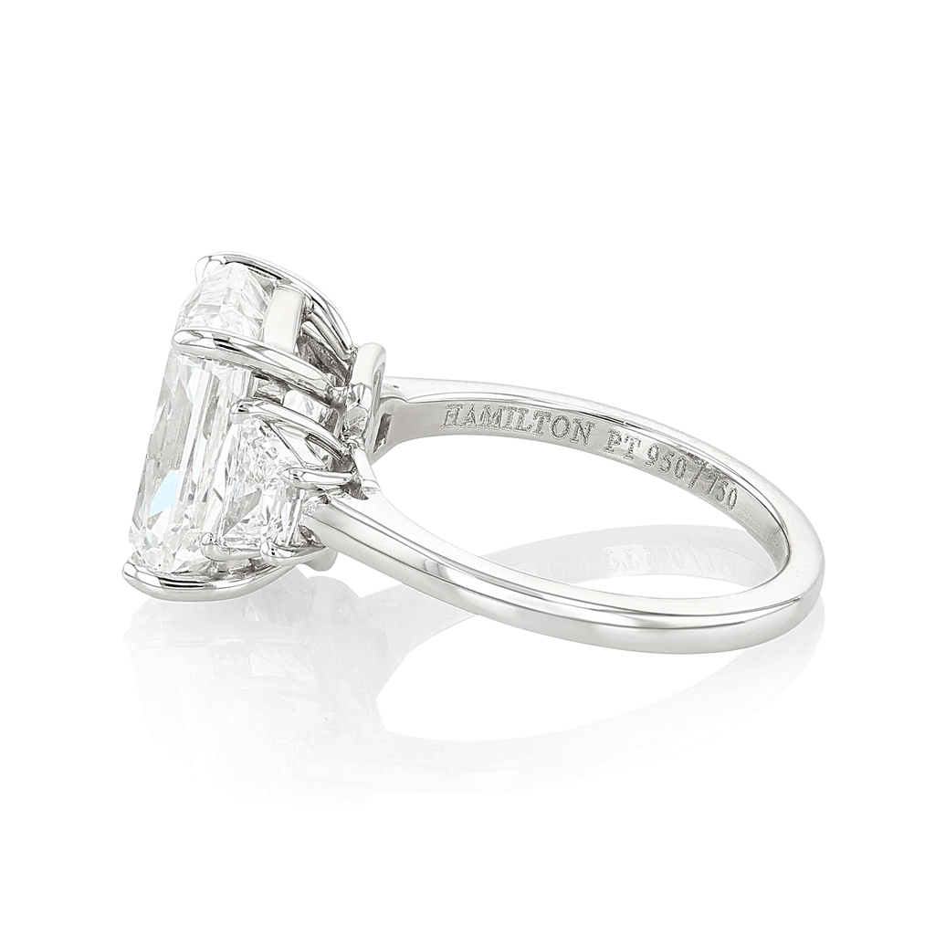 Platinum Three Stone Diamond 5.58 Total Weight Engagement Ring