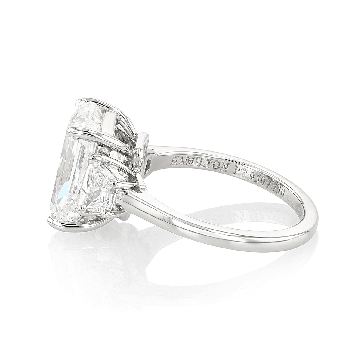 Platinum Three Stone Diamond 5.58 Total Weight Engagement Ring