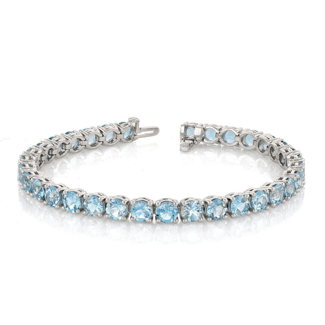 Platinum and Aquamarine 14.73 Total Weight Bracelet