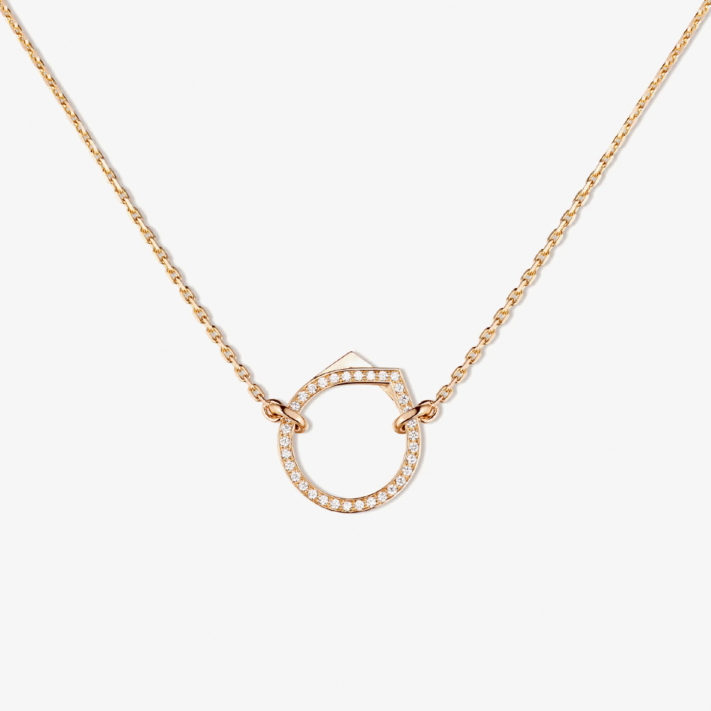 Repossi Antifer Pendant in 18k Rose Gold Paved with Diamonds