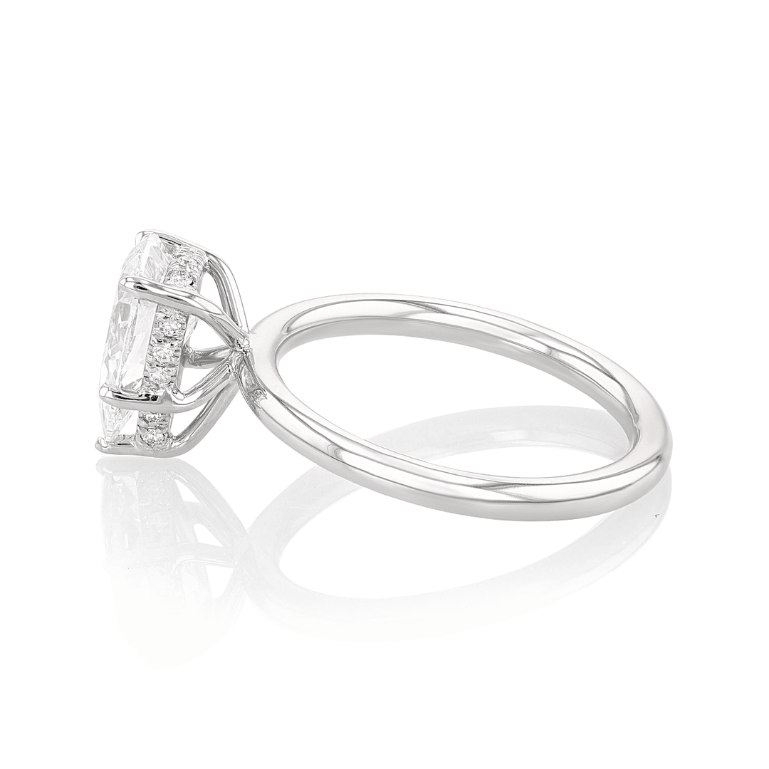 Hamilton Silhouette Collection 18k White Gold and 1.70 Total Weight Pear Shape Diamond Engagement Ring