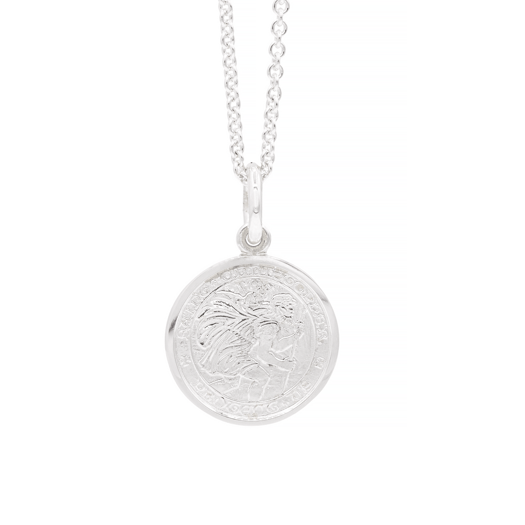 Sterling Silver St. Christopher 3/4" Medal With Chain