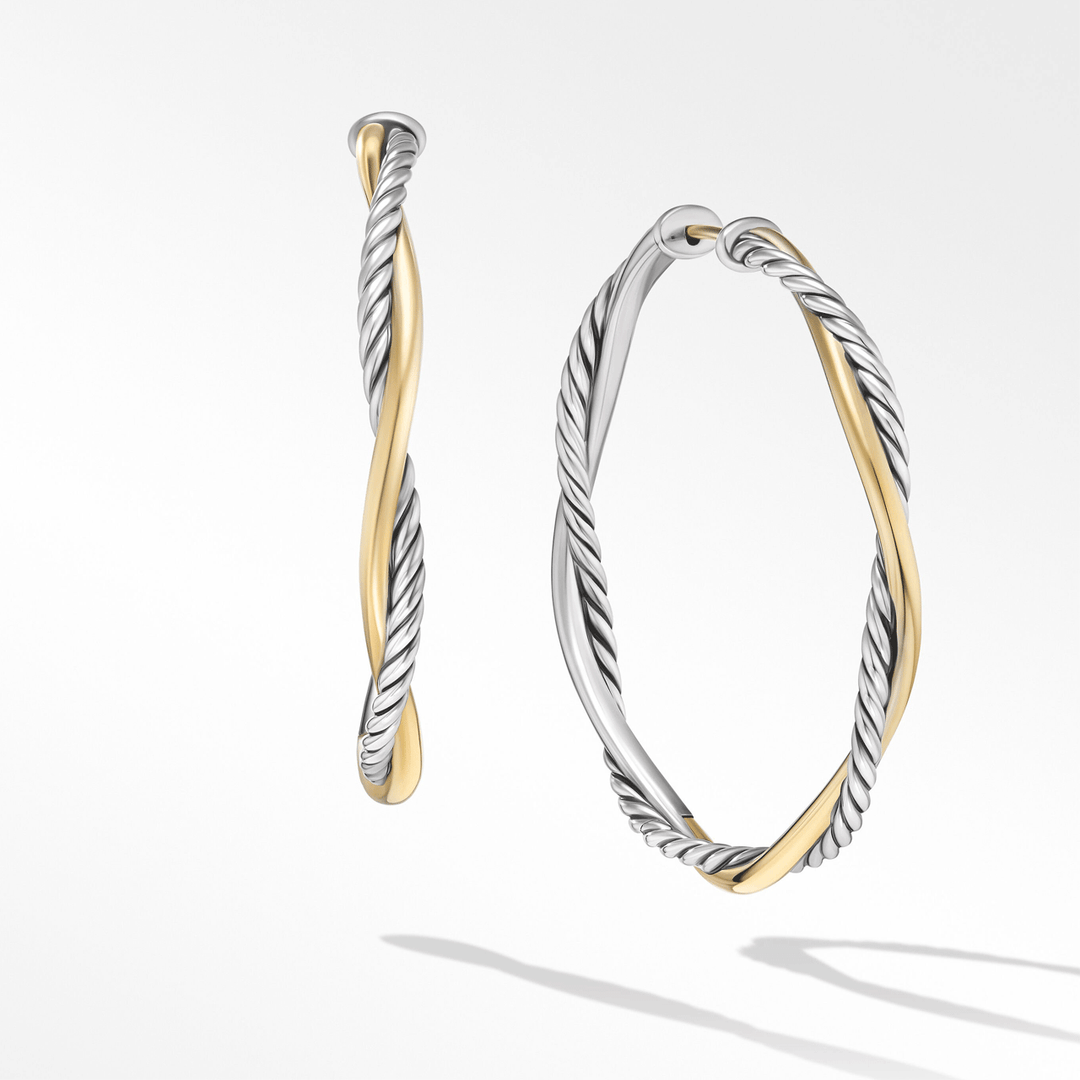 David Yurman Petite Infinity Hoop Earrings in Sterling Silver with 14k Yellow Gold,42mm