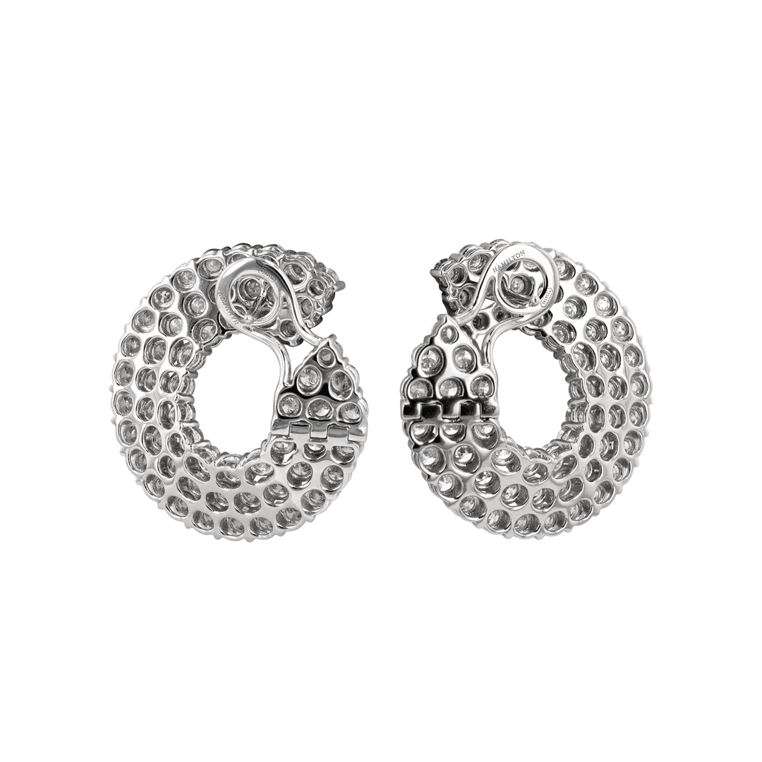 18k Gold and 7.28 Total Weight Diamond Spiral Earrings