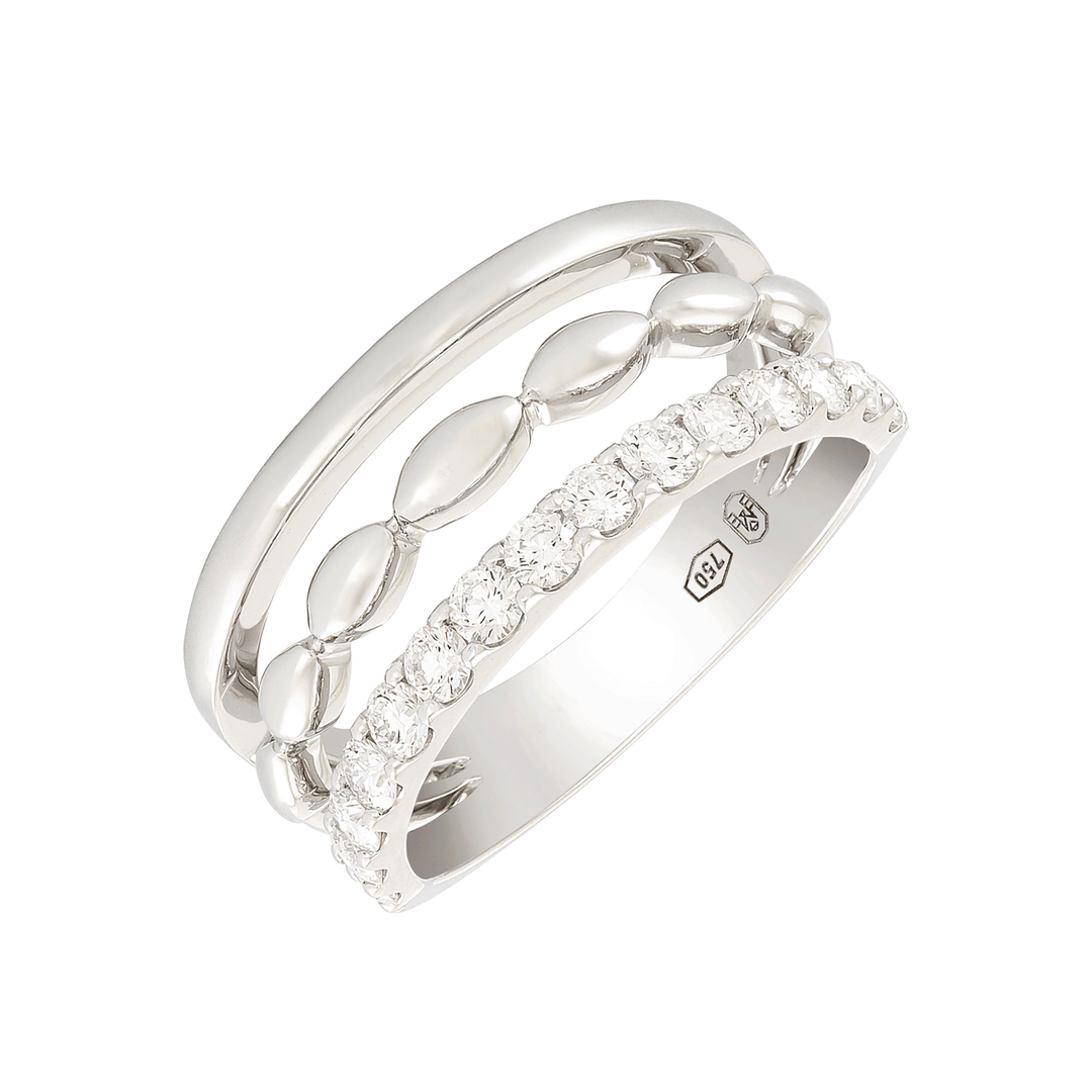 Etho Maria 18k White Gold and Diamond Three Row Band