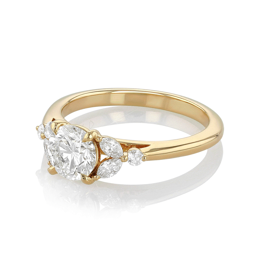 Hamilton Fleur Collection 18k Yellow Gold and 1.01 Total Weight Diamond Engagement Ring