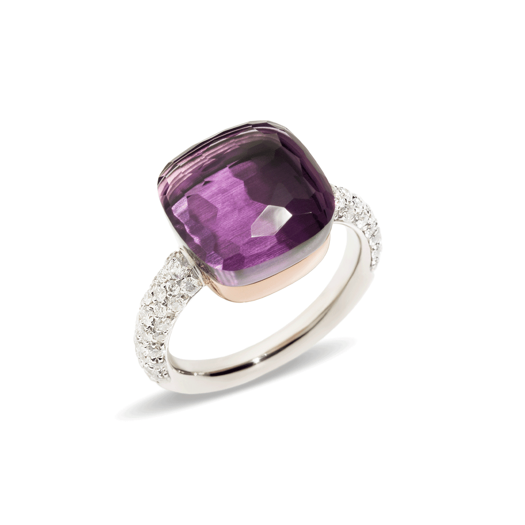 Pomellato Pomellato Nudo Classic 18k Rose White Gold Amethyst and Diamond Ring