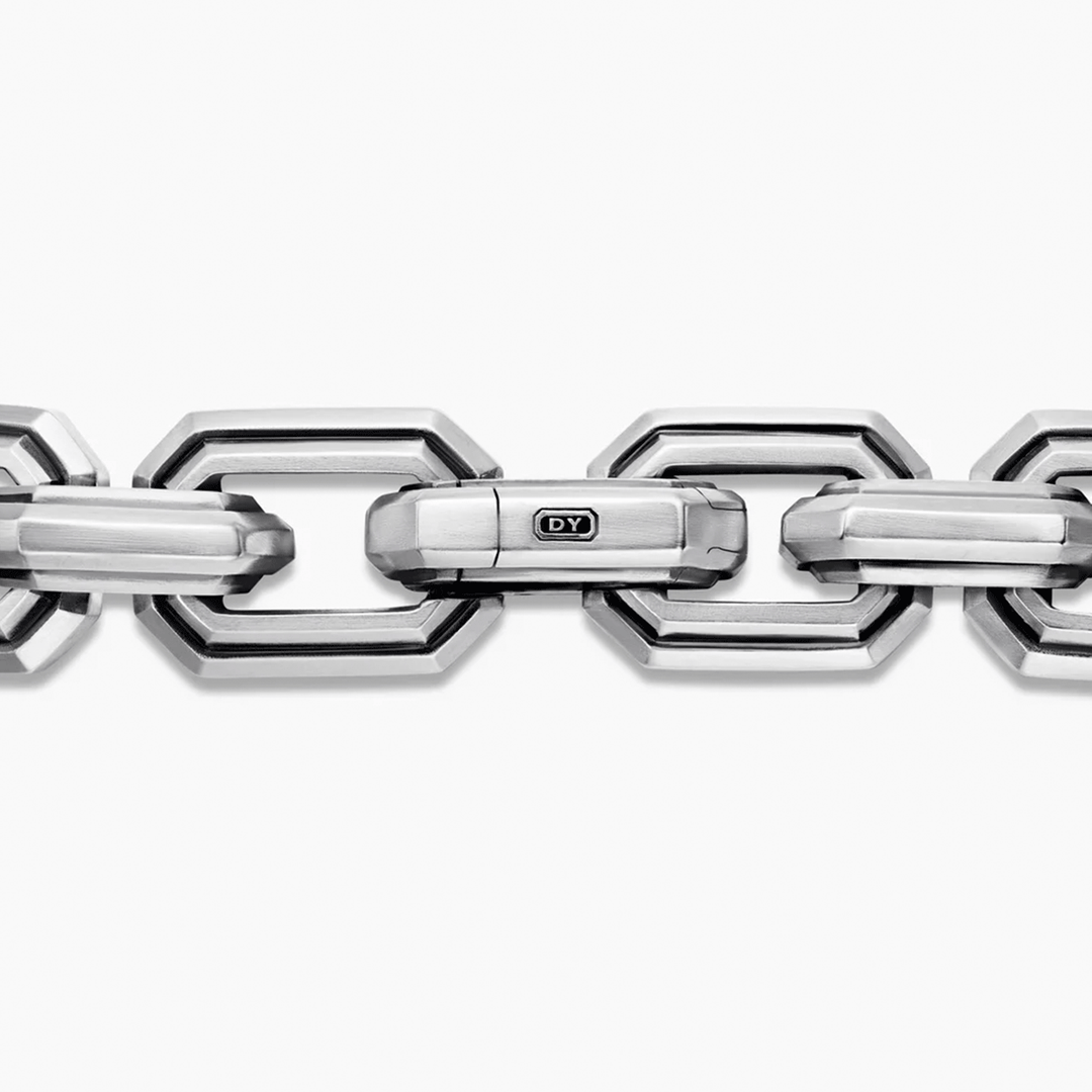 David Yurman Faceted Flat Link Bracelet Sterling Silver, 11mm