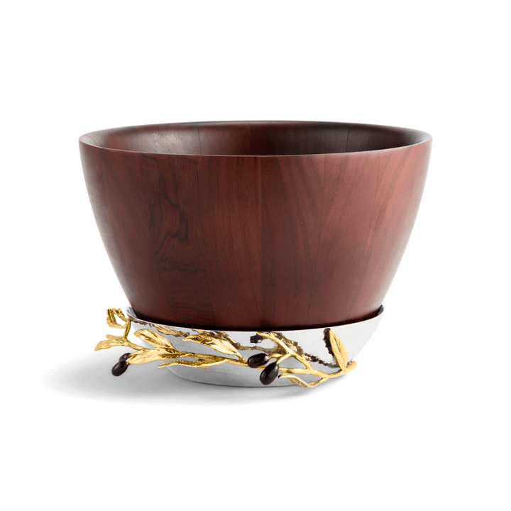 Michael Aram Olive Branch Gold Wood Bowl