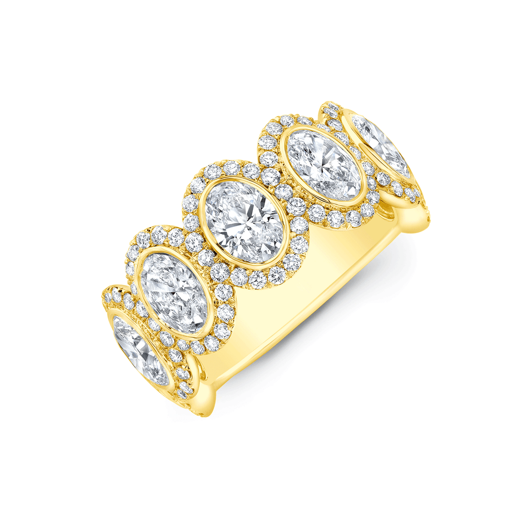 Lisette 18k Yellow and Oval Diamond 2.83 Total Weight Halo Band