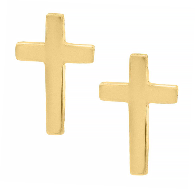 Children's 14k Yellow Gold Cross Earrings