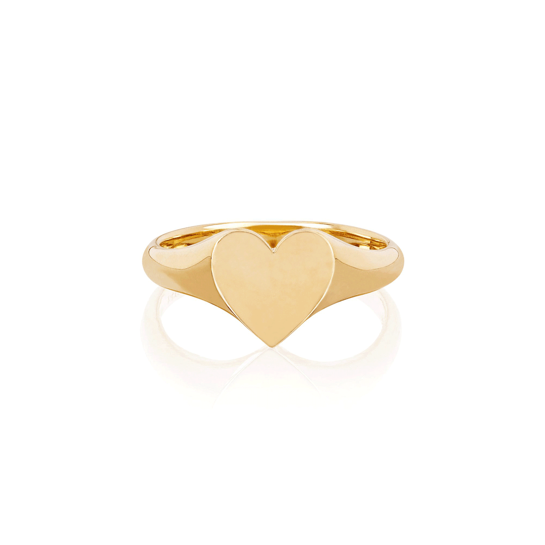 14k Yellow Gold and Heart Signet Ring