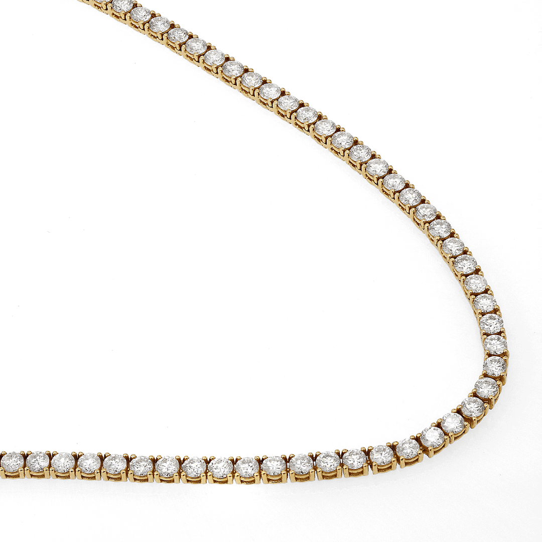 Hamilton Line Collection 18k Yellow Gold and 10.95 Total Weight Natural Diamond Line Necklace