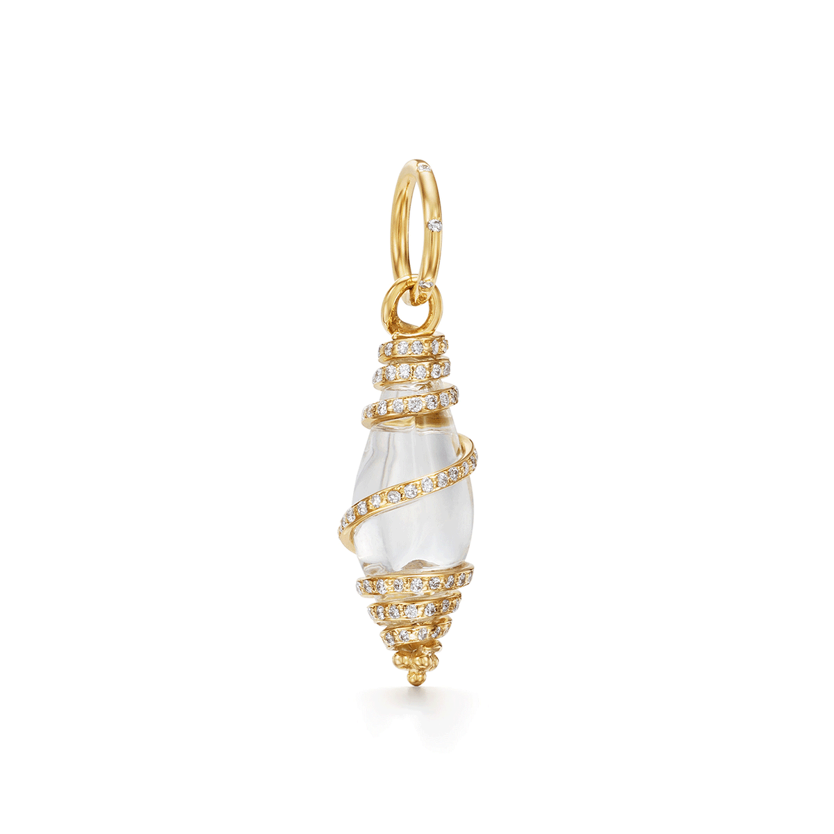 Temple St. Clair 18k Yellow Gold Small Diamond Pave Crystal Shell Pendant