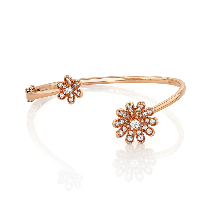 Fleur 18k Rose Gold and .88 Total Weight Diamond Bracelet