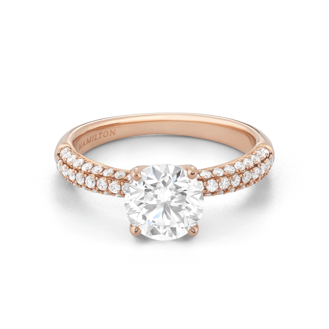 Hamilton Grace Collection 18k Rose Gold and 0.44 Total Weight Diamond Engagement Mounting Ring