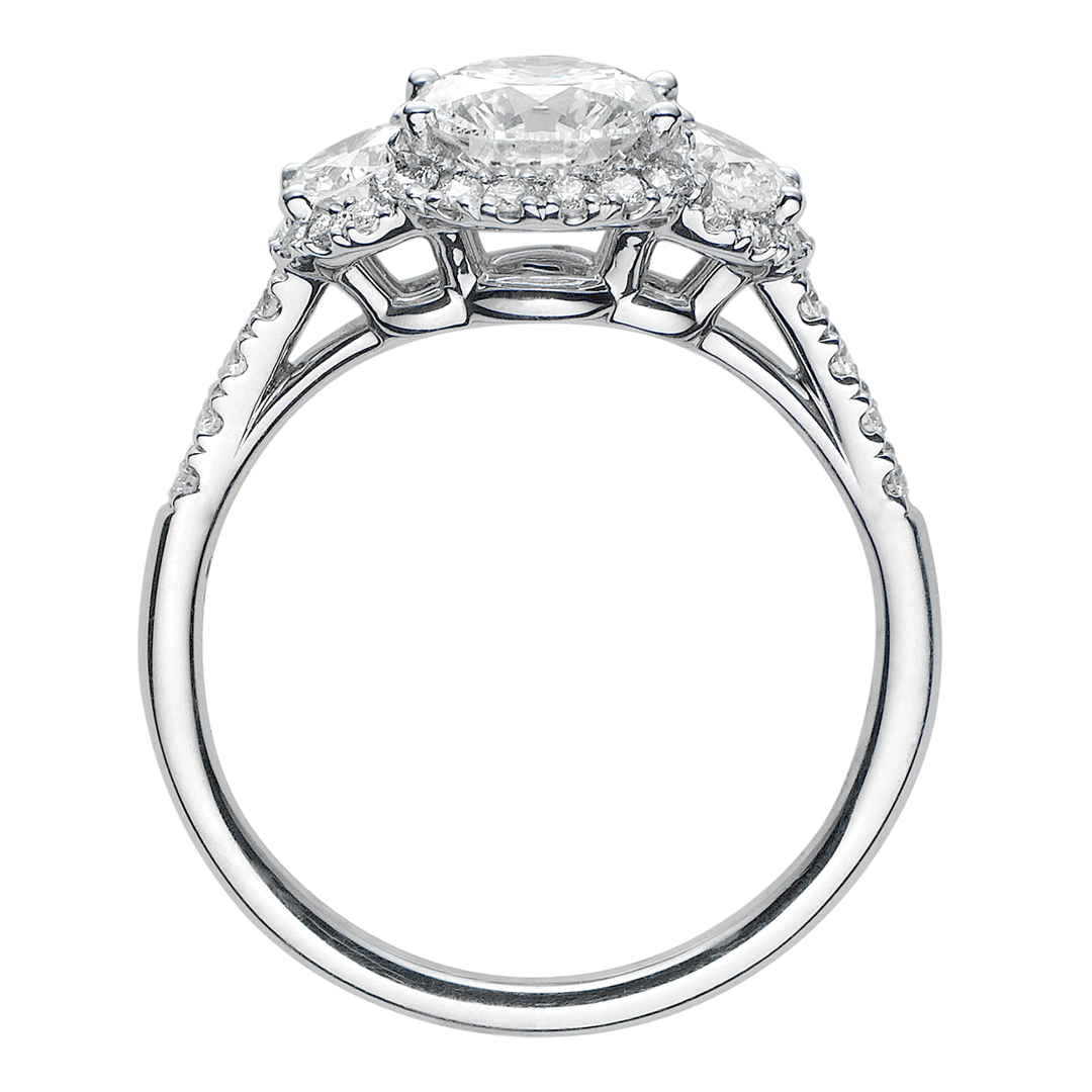 Hamilton Lisette Collection 18k White Gold and 0.43 Total Weight Diamond Three Stone  Mounting Ring