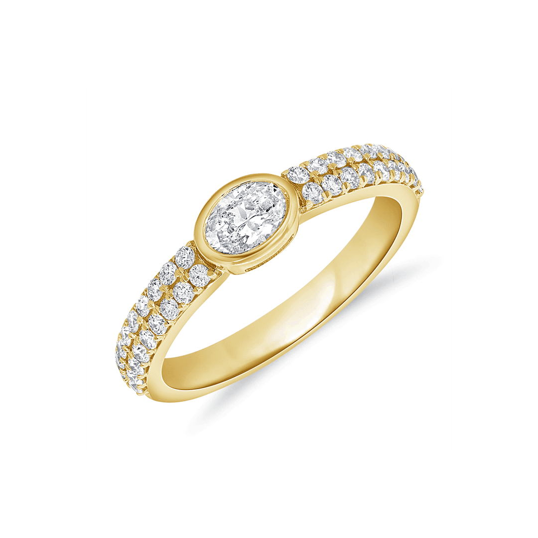 14k Yellow Gold and 0.62 Total Weight Oval Diamond Ring