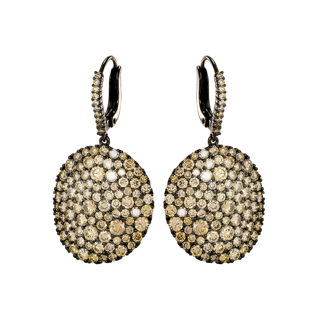 Etho Maria 18k Rose Black Gold and Brown Diamond Disc Earrings