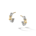 David Yurman Petite X Hoop Earrings in Sterling Silver with 18k Yellow Gold