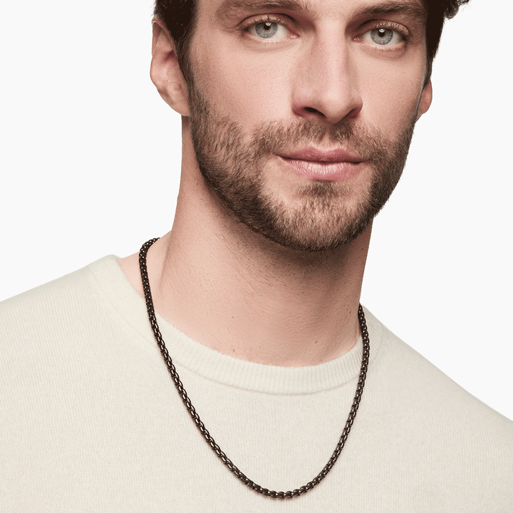 David Yurman Box Chain Necklace Stainless Steel and Sterling Silver, 5mm