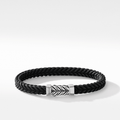 David Yurman Chevron Bracelet Black Rubber with Sterling Silver, 6mm