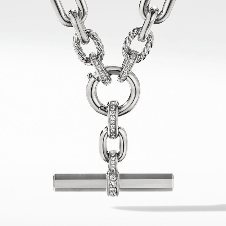 David Yurman Lexington Chain Necklace Sterling Silver with Diamonds, 9.8mm