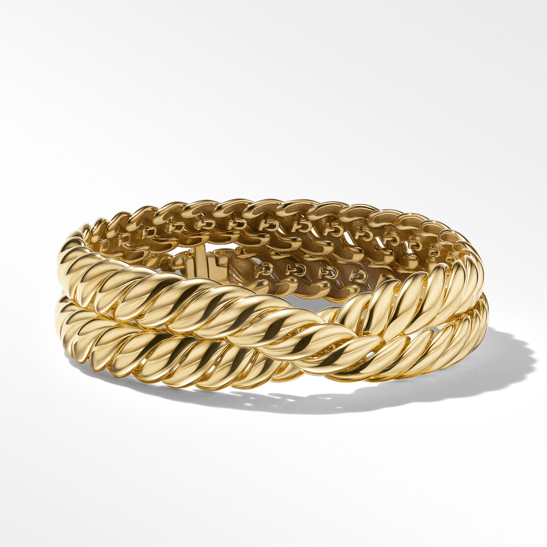 David Yurman Sculpted Cable Double Wrap Bracelet in 18k Yellow Gold