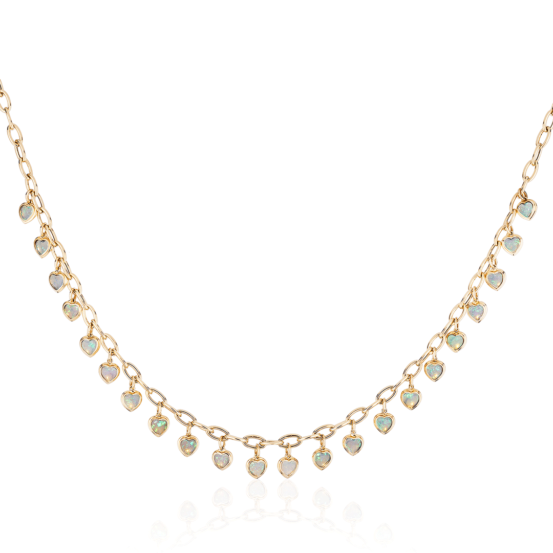 Goshwara G-one 18k Yellow Gold and Opal Heart Charm Necklace