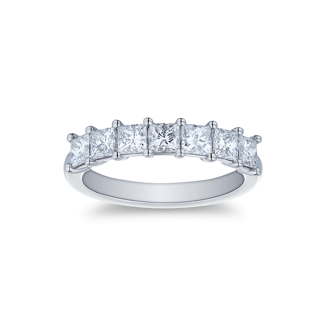 Platinum and Princess Cut Diamond 1.61 Total Weight Anniversary Band