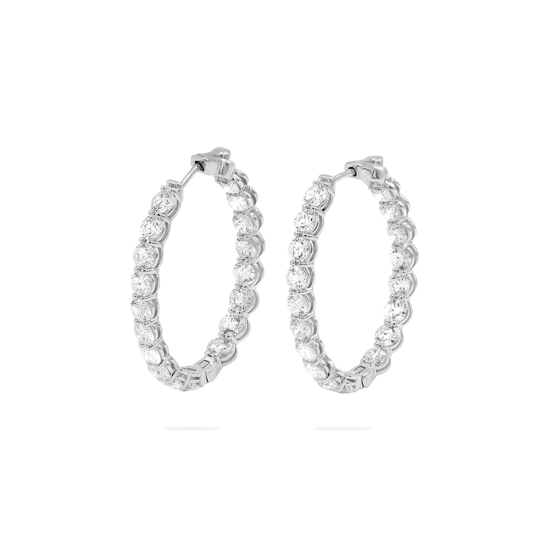 Classic 18k Gold 9.18 Total Weight Natural Diamond In Out Hoops
