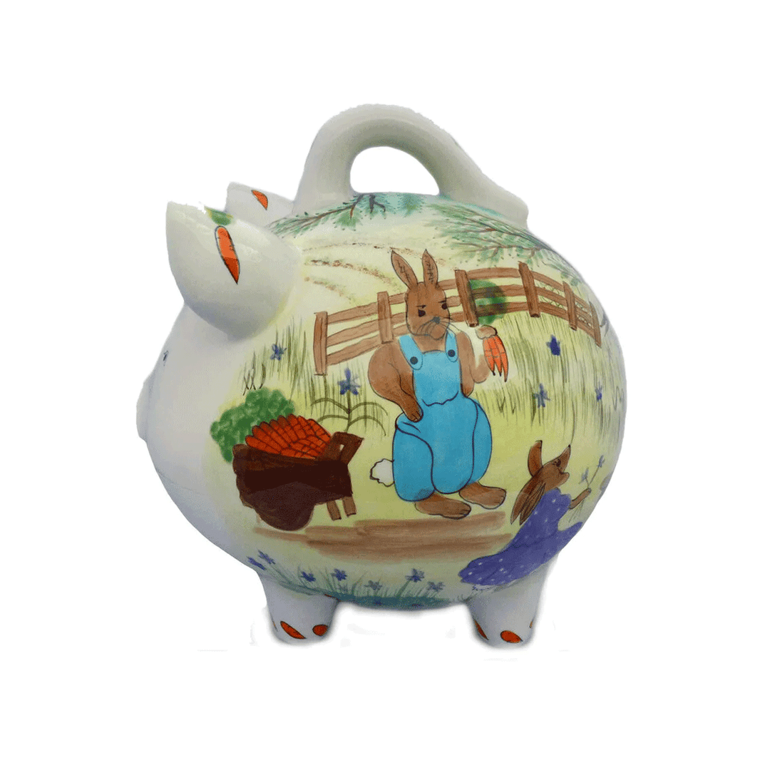 Country Bunnies Middle Size Piggy Bank