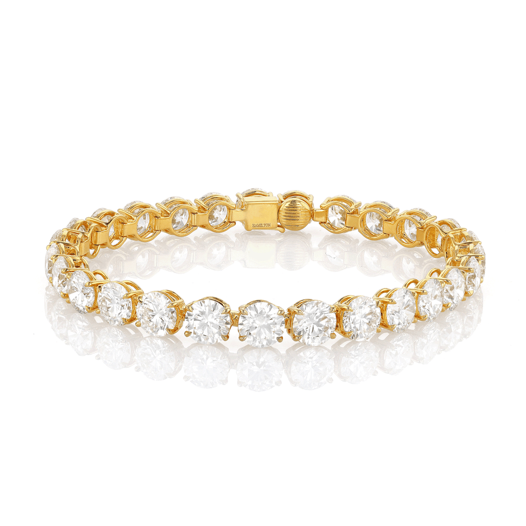 Hamilton Classic 18k Yellow Gold and Diamond 27.32 Total Weight Line Bracelet