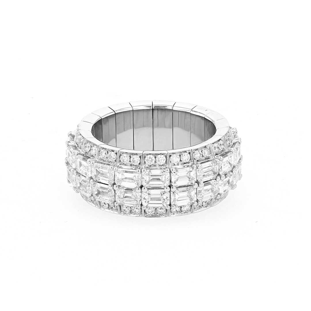 18k Gold and Emerald Cut Diamond 6.79 Total Weight Eternity Band