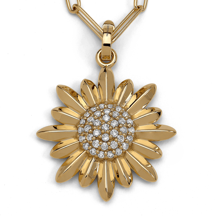 Charms of Hope 18k Gold Sunflower and Diamond Large Necklace