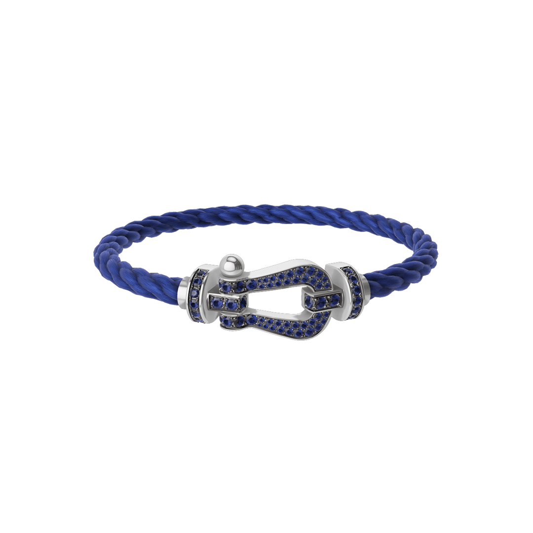 FRED FORCE 10 Indigo Cord with 18k White Gold LG Full Pave Sapphire Buckle, Exclusively at Hamilton Jewelers